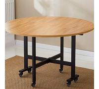 KRXSOBNV, Table à Manger Extensible en Bois avec 6 Roues et Cadre en métal Robuste, Tables à abattants for Petits espaces, supporte Facilement 400 kg ,Table à Manger Pliante