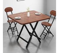 KRXSOBNV, Table à manger pliante portable - Table d'appoint pliable pour l'extérieur - Avec plateau de table épais - Cadre en métal - Table à manger pliante (marron, 80 cm)
