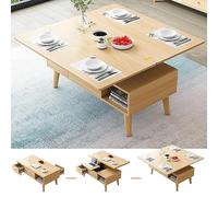 KRXSOBNV, Table Basse en Bois avec Rangement - Dessus relevable, Compartiment caché, Table Centrale Moderne Multifonction for Le Salon, Tables d'appoint,Tables de Sol(White Drawers)