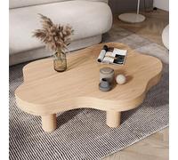 KRXSOBNV, Table basse moderne en forme de nuage, avec bois irrégulier, coin rond, 3 pieds, design unique, repose-pieds (naturel, 110 x 80 x 40 cm)