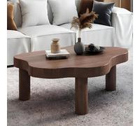 KRXSOBNV, Table basse moderne en forme de nuage, avec bois irrégulier, table d'appoint d'angle rond, 3 pieds, mobilier de salon, design unique, repose-pieds (noyer, 70 x 45 x 40 cm)