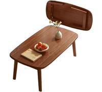 KRXSOBNV, Table basse pliante - Tatami portable pour chambre à coucher - Table de sol pliable sans assemblage, pour petits espaces, repose-pieds (noyer, 120 cm)