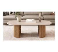 KRXSOBNV, Table d'appoint blanche en bois massif avec fonction de rangement - Grande table basse, surface et pieds stables - Idéal pour le salon, repose-pieds (F)