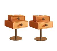 KRXSOBNV, Table d'appoint haute for canapé, petite table de chevet, tiroir supérieur rotatif, rangement, table de nuit for petit espace, salon, chambre à coucher ，Tables de nuit(Orange,40x40x60cm)