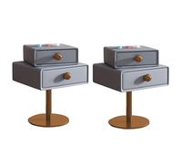 KRXSOBNV, Table d'appoint haute pour canapé, petite table de chevet, tiroir supérieur rotatif, organisation de rangement pour petit espace, salon, chambre à coucher, tables de nuit (gris bleu, 50 x 40