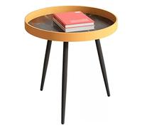 KRXSOBNV Table d'appoint, Support à Plantes for Balcon, Table de Chevet, Structure métallique for intérieur et extérieur, Plateau doré avec 3 Pieds(/Orange a)