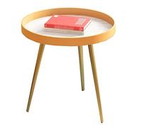 KRXSOBNV Table d'appoint, Support à Plantes for Balcon, Table de Chevet, Structure métallique for intérieur et extérieur, Plateau doré avec 3 Pieds(/Orange B)