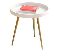KRXSOBNV Table d'appoint, Support à Plantes for Balcon, Table de Chevet, Structure métallique for intérieur et extérieur, Plateau doré avec 3 Pieds(/White B)