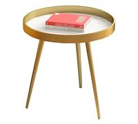 KRXSOBNV Table d'appoint, Support à Plantes for Balcon, Table de Chevet, Structure métallique for intérieur et extérieur, Plateau doré avec 3 Pieds(/Gold)