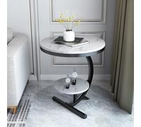 KRXSOBNV, Table d'appoint - Table Basse d'angle Ronde à 2 Niveaux, élégante, for Salon, hôtel, Meuble d'appoint Fonctionnel,Tables de Sol(Black White)