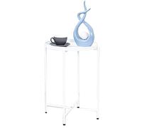 KRXSOBNV Table d'appoint, Table d'appoint Ronde, avec Plateau en métal Amovible doré, Petite Table de Chevet for Chambre à Coucher, Salon(White)
