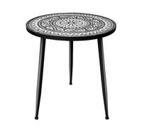 KRXSOBNV Table d'appoint, Table d'appoint Ronde, for Salon, Chambre à Coucher, Petits espaces, Table de Chevet, Plateau en Bois Naturel, canapé(/Black,40 cm)