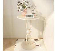 KRXSOBNV Table d'appoint, Table d'appoint Ronde for Salon, Petite Table de Chevet en métal, for, Chambre à Coucher, Balcon, Bureau(/Beige)