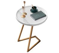 KRXSOBNV Table d'appoint, Table de canapé avec Cadre en métal, Petite Table Plateau TV, d'appoint for Coulissant(/White a,50CM)