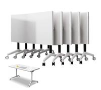 KRXSOBNV, Table de Bureau Rabattable, 5 pièces, Utilitaire séminaire roulante avec roulettes verrouillables, for Salle réunion, Classe,Table de conférence(140x60x75cm)