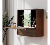 KRXSOBNV Table de Maquillage Murale en Bois, avec Miroir Coulissant et tiroir, Coiffeuse Suspendue for Chambre à Coucher, Bureau de vanité Marron(Brown)