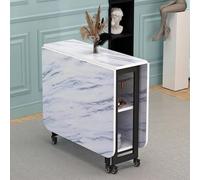 KRXSOBNV, Table de salle à manger pliante peu encombrante, table de salle à manger à abattants avec roulettes verrouillables, table de salle à manger extensible avec étagère de rangement à 2 niveaux ,