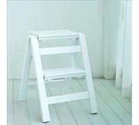 KRXSOBNV, Tabouret à échelle en Bois Massif, de ménage Pliante Deux marches, Tabouret Multifonctionnel, Chaise d'escalier ，Tabouret Pliant(White)