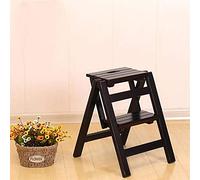 KRXSOBNV, Tabouret à échelle en Bois Massif, de ménage Pliante Deux marches, Tabouret Multifonctionnel, Chaise d'escalier ,Tabouret Pliant(Black)