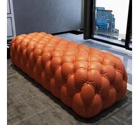 KRXSOBNV, Tabouret Blanc Luxueux avec Boutons, Banc Repose-Pieds Confortable, for l'entrée du Salon, de la Chambre à Coucher - Cuir rembourré rectangulaire,Tabourets(Orange,60x45x42cm(24x18x17inch))