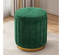 KRXSOBNV, Tabouret de Maquillage avec Rangement, avec Base dorée - Chaise Ronde de Grande capacité - Tabouret Repose-Pieds Doux - Siège rembourré élégant et Luxueux,Tabourets(Green)