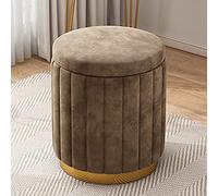KRXSOBNV, Tabouret de Maquillage avec Rangement, avec Base dorée - Chaise Ronde de Grande capacité - Tabouret Repose-Pieds Doux - Siège rembourré élégant et Luxueux,Tabourets(Brown)