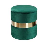 KRXSOBNV, Tabouret de vanité en Peluche, avec Rangement en plaqué Or, Chaise Repose-Pieds Ronde rembourrée, for Salon et Dressing,Tabourets(Green)