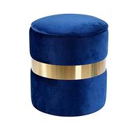KRXSOBNV, Tabouret de vanité en Peluche, avec Rangement en plaqué Or, Chaise Repose-Pieds Ronde rembourrée, for Salon et Dressing,Tabourets(Navy)