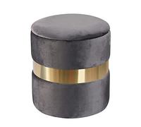 KRXSOBNV, Tabouret de vanité en Peluche, avec Rangement en plaqué Or, Chaise Repose-Pieds Ronde rembourrée, for Salon et Dressing,Tabourets(Grey)