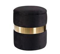 KRXSOBNV, Tabouret de vanité en Peluche, avec Rangement en plaqué Or, Chaise Repose-Pieds Ronde rembourrée, for Salon et Dressing,Tabourets(Black)