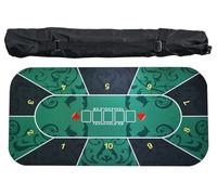 KRXSOBNV, Tapis en Caoutchouc de Poker Texas Hold'em for 10 Joueurs, Disposition du Dessus Table avec Sac Transport for Jeux,Tapis de Poker(1.8 x 0.9 M)