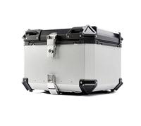 KRXSOBNV, Top Case de Moto 28L 36L 45L 55L 65L 80L 100L, Coffre supérieur de Moto, Bagages, boîte arrière de Moto en Aluminium Robuste,Support de Coffre de Moto(Silver,55L)