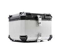 KRXSOBNV, Top Case Moto Aluminium 100L 80L 65L 55L 45L 36L 28L Moto Tour Queue boîte Coffre Bagages boîte supérieure Peut Stocker Casque,Support de Coffre de Moto(Silver,80L)
