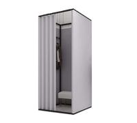 KRXSOBNV, Vestiaire carré Mobile avec Rideau d'ombrage et branchement, Magasin de vêtements temporaire, Dressing en métal ，Cabine d'essayage(J,85X85X200CM)