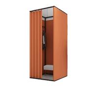 KRXSOBNV, Vestiaire carré Mobile avec Rideau d'ombrage et branchement, Magasin de vêtements temporaire, Dressing en métal ,Cabine d'essayage(A,85X85X200CM)