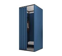 KRXSOBNV, Vestiaire carré Mobile avec Rideau d'ombrage et branchement, Magasin de vêtements temporaire, Dressing en métal ，Cabine d'essayage(B,85X85X200CM)