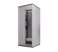 KRXSOBNV, Vestiaire carré Mobile avec Rideau d'ombrage et Dressing, vestiaire Portable Simple en métal ，Cabine d'essayage(J,85X85X200CM)