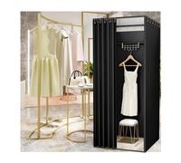 KRXSOBNV, Vestiaire Debout avec Rideaux d'ombrage, vestiaire Simple temporaire Portable for Magasin de vêtements, Centre Commercial et Bureau ,Cabine d'essayage(Black,100x100x200cm)