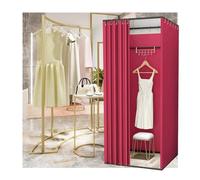KRXSOBNV, Vestiaire Debout avec Rideaux d'ombrage, vestiaire Simple temporaire Portable for Magasin de vêtements, Centre Commercial et Bureau ,Cabine d'essayage(Red,85x85x200cm)