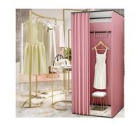 KRXSOBNV, Vestiaire Debout avec Rideaux d'ombrage, vestiaire Simple temporaire Portable for Magasin de vêtements, Centre Commercial et Bureau ，Cabine d'essayage(Pink,85x85x200cm)