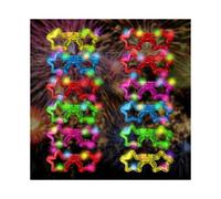 Kryc 12 Pcs Light Up Led Glasses Luminous Glow In The Dark Flashing Glasses for Kids, Rave, Edm, Halloween Rb01 Birthday Party Supplies (star 12pcs)