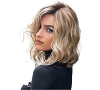 KRYLL Perruques Blondes Courtes Perruques ondulées Naturelles Longueur d'épaule Bob Perruques Perruque Courte pour Femme Perruques synthétiques Naturelles résistantes à la Chaleur Convient aux Filles