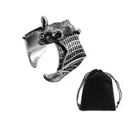 KRYMSON 1 bague chauve-souris, 1 sac de rangement, bague gothique, accessoires en métal, bague ouverte réglable, bijoux rétro personnalisés, convient pour les mascarades et les fêtes, Cuivre
