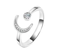 KRYMSON 1 bague pour femme, 1 boîte de rangement, bague de pouce pour femme, bague en argent, bague en diamant lune, bague ouverte réglable pour femme et fille, Argent