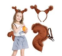 KRYMSON 1 bandeau oreilles d'écureuil et 1 accessoire de queue d'écureuil, ensemble de bandeaux d'oreilles d'animaux, convient pour les fêtes d'anniversaire, le cosplay, etc, marron foncé, geeignet