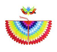 KRYMSON 1 ensemble de cape d'ailes d'oiseau, 1 masque, costume d'oiseau Phoenix, accessoire de costume de jungle, costume pour enfants, convient pour les représentations théâtrales