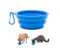 KRYMSON 1 gamelle pliante bleue pour animal de compagnie avec mousqueton attaché, gamelle en plastique pliable pour chien, gamelle anti-fuite, adaptée aux animaux de compagnie
