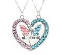 KRYMSON 1 paire de chaînes d'amour papillon, colliers sœurs, colliers d'amitié pour filles, colliers magnétiques, cadeaux assortis pour les amies et les meilleurs amis, Métal