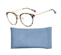 KRYMSON 1 paire de lunettes anti-lumière bleue, 1 sac à lunettes, lunettes à monture ovale, lunettes rétro, anti-éblouissement et anti-fatigue oculaire, or