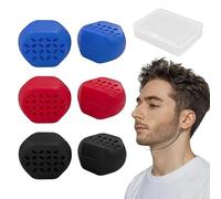 KRYMSON 6 Pièces D'entraîneur De Ligne De Mâchoire Et 1 Pièce De Boîte De Rangement Transparente, Appareil d'exercice Musculaire De La Mâchoire, Entraîneur De Menton, Gel Tonifiant De La Mâchoire